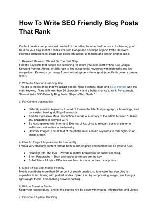 How To Write SEO Friendly Blog Posts That Rank