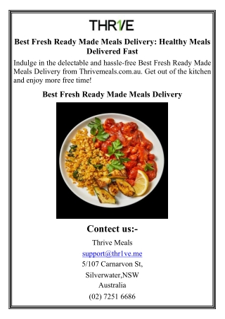 Best Fresh Ready Made Meals Delivery Healthy Meals Delivered Fast