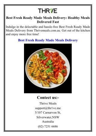 Best Fresh Ready Made Meals Delivery Healthy Meals Delivered Fast