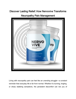 Nervovive For Neuropathy Pain Management