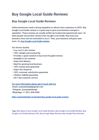 Buy Google Local Guide Reviews