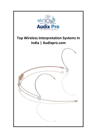 Top Wireless Interpretation Systems In India  Audixpro.com