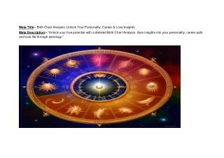 How Birth Chart Analysis can reveal your true Potential