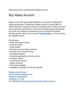 Buy Alipay Account