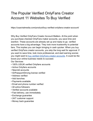 The Popular Verified OnlyFans Creator Account 11 Websites To Buy Verified