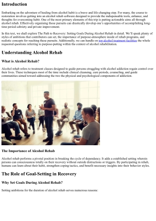 The Path to Recovery: Setting Goals During Alcohol Rehab