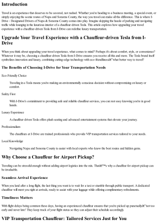 Upgrade Your Travel Experience with a Chauffeur-driven Tesla from I-Drive