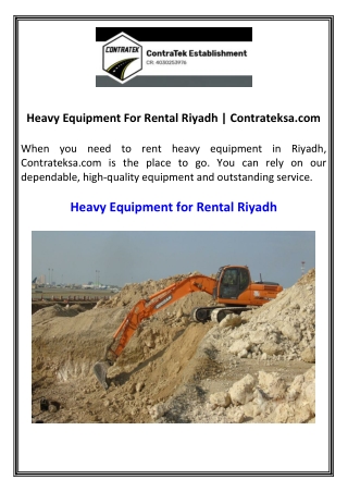 Heavy Equipment For Rental Riyadh Contrateksa.com