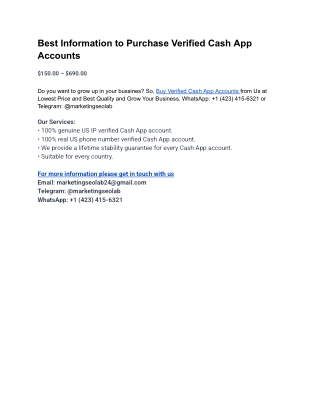 Best Information to Purchase Verified Cash App Accounts