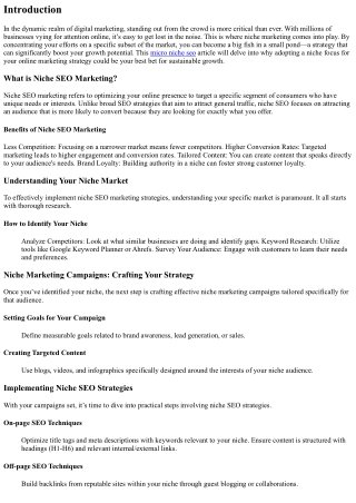 Marketing Online: Why Niche Focus is Your Best Bet for Growth