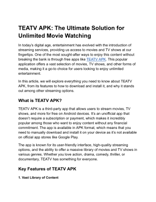 TEATV APK_ The Ultimate Solution for Unlimited Movie Watching