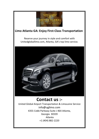 Limo Atlanta GA Enjoy First-Class Transportation