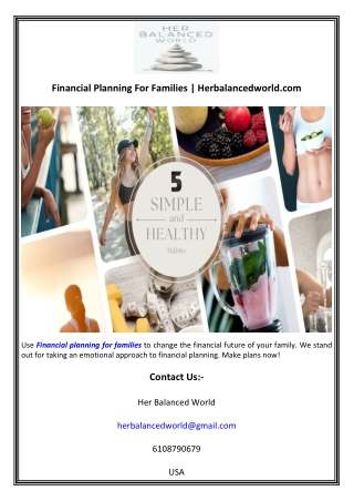 Financial Planning For Families  Herbalancedworld.com