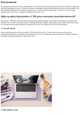 Jakie są zalety korzystania z CMS przy tworzeniu stron internetowych?