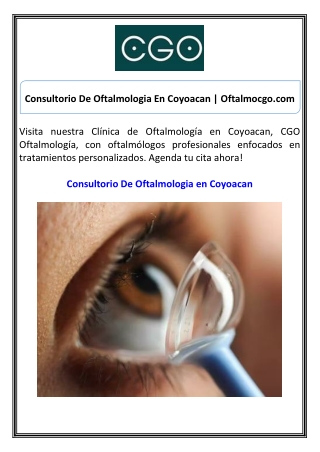Consultorio De Oftalmologia En Coyoacan Oftalmocgo.com