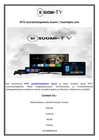 IPTV suoratoistopalvelu Suomi  Suomiiptv.com