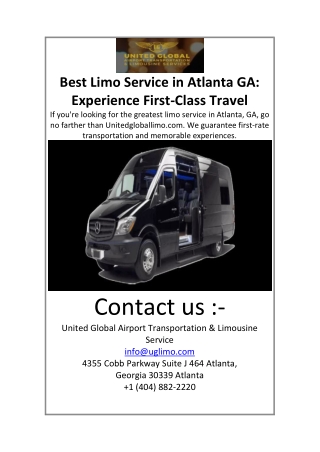Best Limo Service in Atlanta GAExperience First-Class Travel
