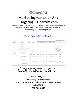 Market Segmentation And Targeting Clearcrm.com