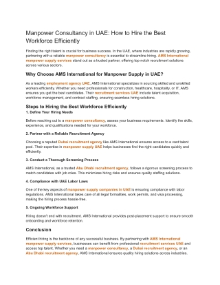 Manpower Consultancy in UAE_ How to Hire the Best Workforce Efficiently