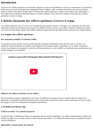 L’histoire fascinante des coffrets spiritueux à travers le temps