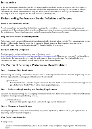 The Process of Securing a Performance Bond Explained