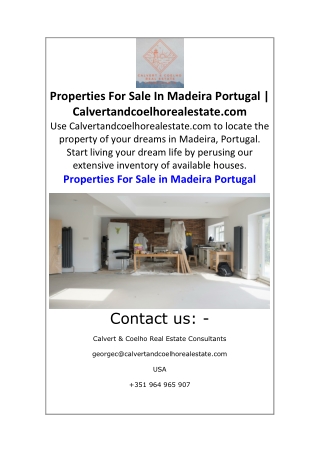 Properties For Sale In Madeira Portugal | Calvertandcoelhorealestate.com