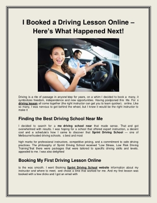 I Booked a Driving Lesson Online – Here’s What Happened Next!