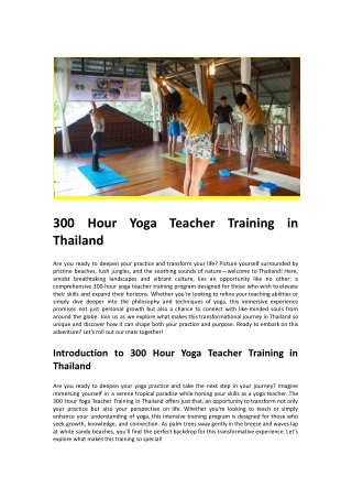 300 Hour Yoga Teacher Training in Thailand