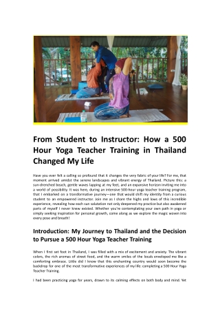 How a 500 Hour Yoga Teacher Training in Thailand Changed My Life