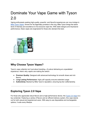 Dominate Your Vape Game with Tyson 2.0