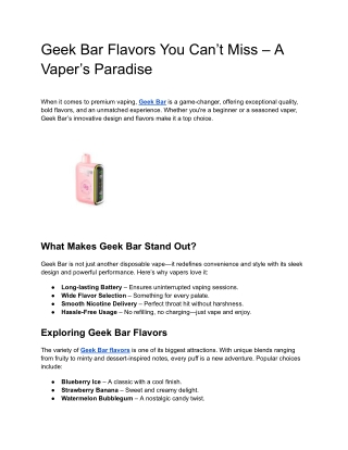 Geek Bar Flavors You Can’t Miss – A Vaper’s Paradise