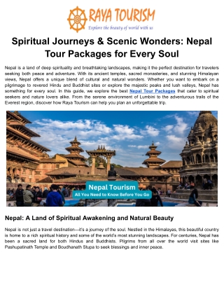 Spiritual Journeys & Scenic Wonders_ Nepal Tour Packages for Every Soul