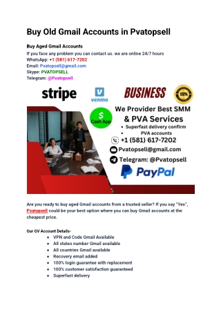 Buy Old Gmail Accounts in Pvatopsell