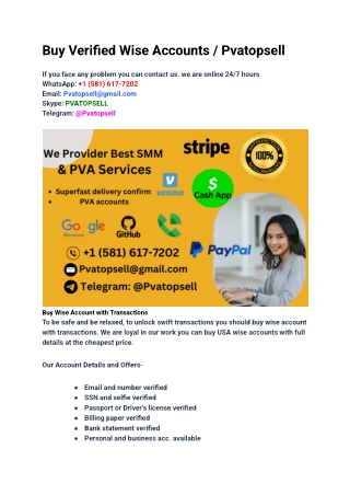 Buy Verified Wise Accounts _ Pvatopsell
