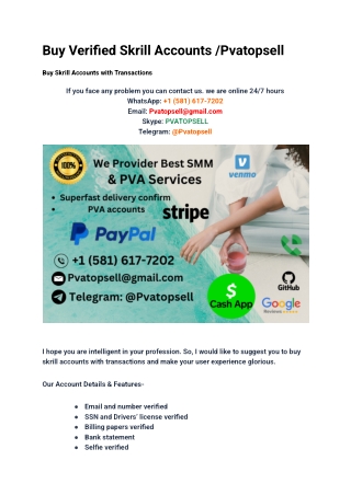 Buy Verified Skrill Accounts _Pvatopsell