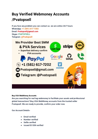 Buy Verified Webmoney Accounts _Pvatopsell