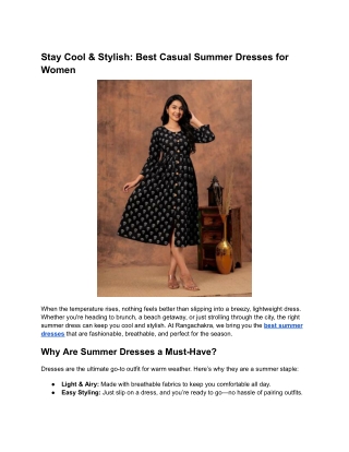 Stay Cool & Stylish_ Best Casual Summer Dresses for Women