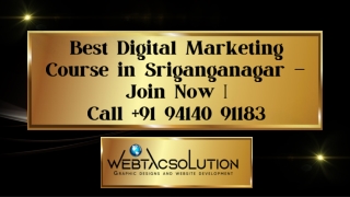 Best Digital Marketing Course in Sriganganagar – Join Now