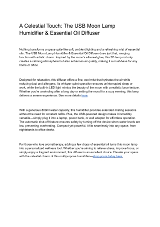 A Celestial Touch_ The USB Moon Lamp Humidifier & Essential Oil Diffuser