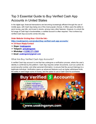 Top 3 Essential Guide to Buy Verified Cash App Accounts in United States