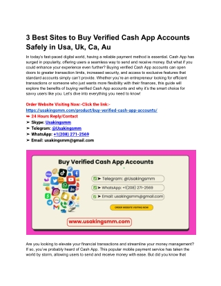 3 Best Sites to Buy Verified Cash App Accounts Safely in Usa, Uk, Ca, Au