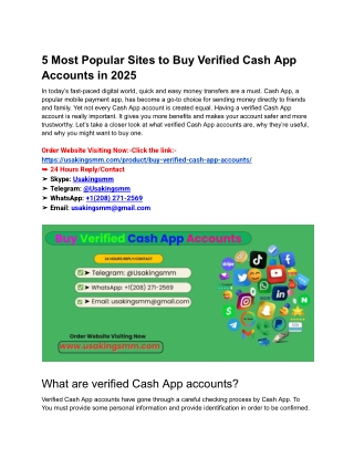 5 Most Popular Sites to Buy Verified Cash App Accounts in 2025