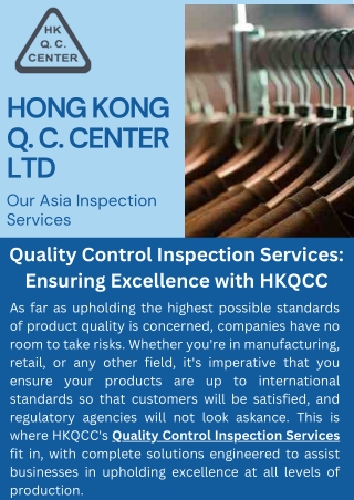 Quality Control Inspection Services Ensuring Excellence with HKQCC