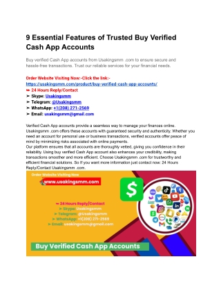 9 Essential Features of Trusted Buy Verified Cash App Accounts