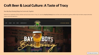 Craft Beer & Local Culture: A Taste of  Tracy