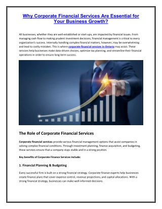 Why Corporate Financial Services Are Essential for Your Business Growth?