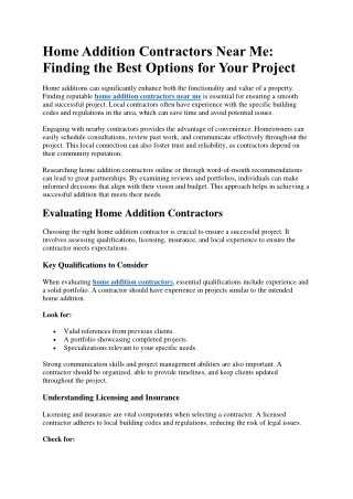 Home Addition Contractors Near Me