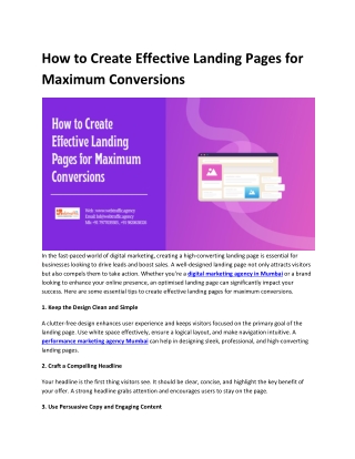 How to Create Effective Landing Pages for Maximum Conversions