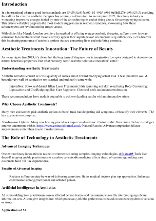 Revolutionizing Beauty: The Latest Innovations in Aesthetic Treatments for 2025