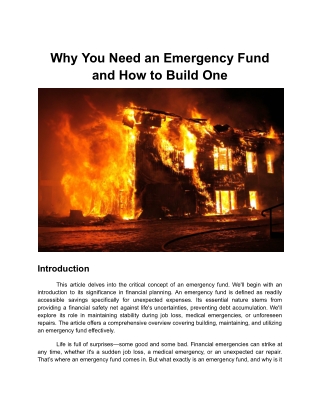 Why You Need an Emergency Fund and How to Build One